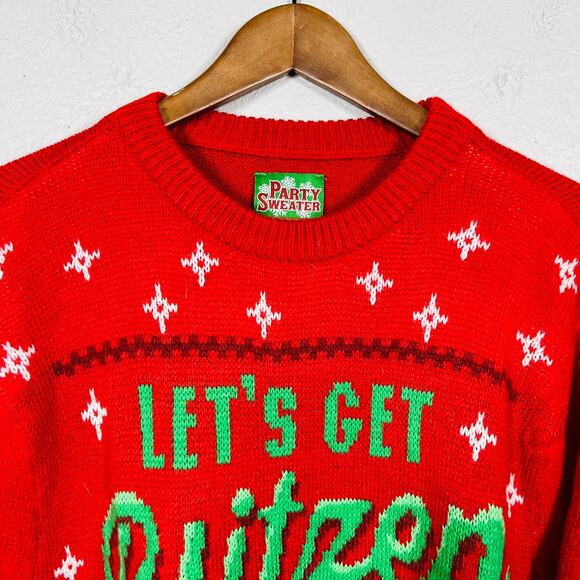 Party Sweater Brand Ugly Christmas Sweater Blitzen Red Green - L - Picture 2 of 5